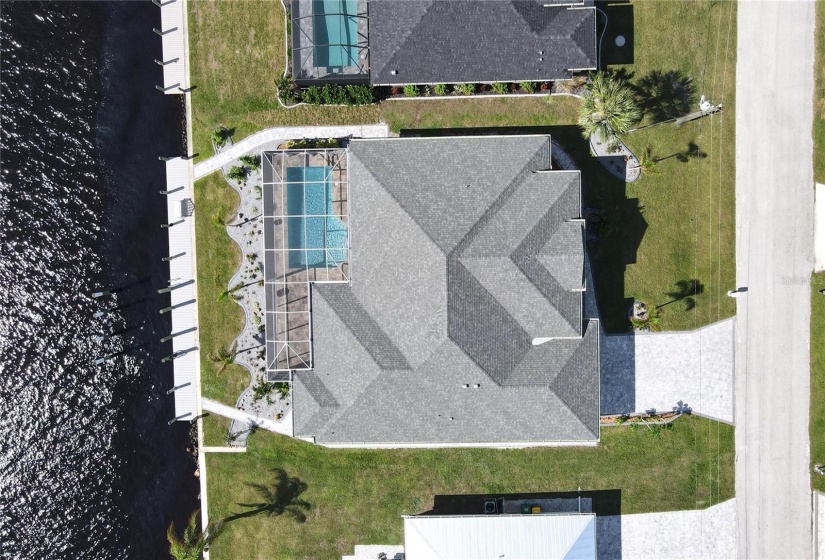 Aerial down view of home