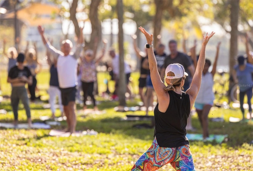 Bayfront Park includes a twice-weekly free yoga class.