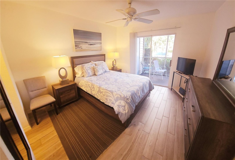 Primary bedroom and lanai with storage closet.