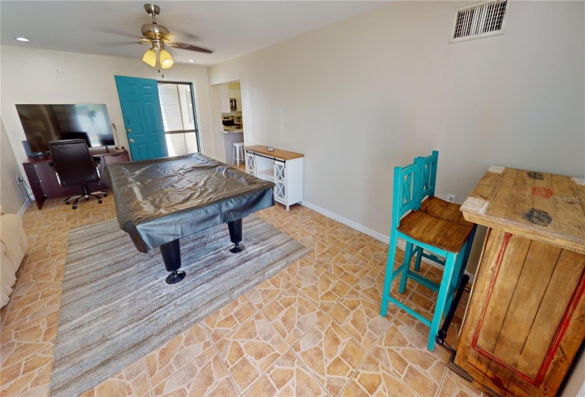 Family room with pool table