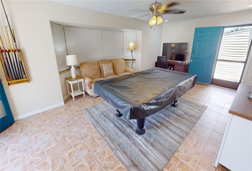 Family room with pool table