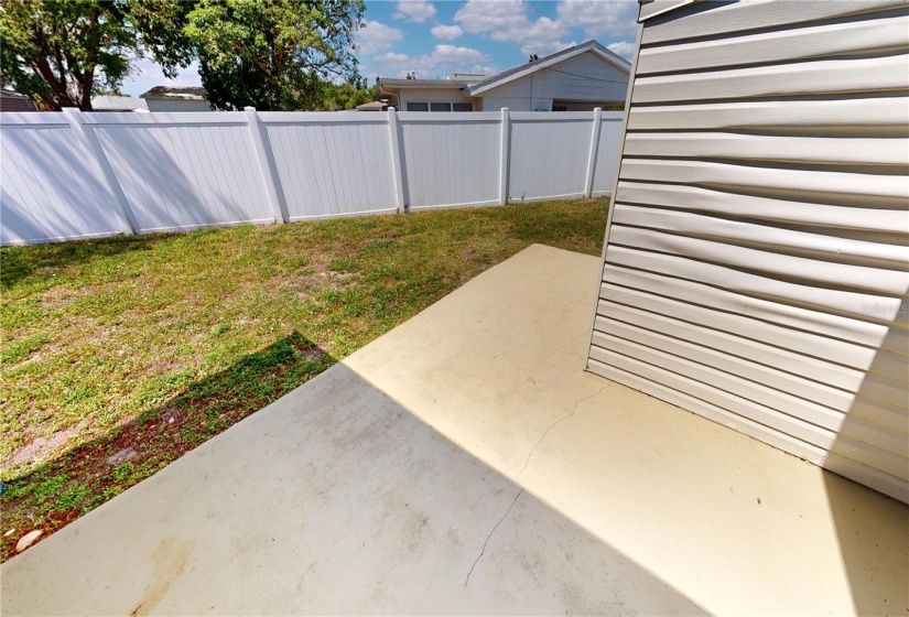 Side patio and storage shed