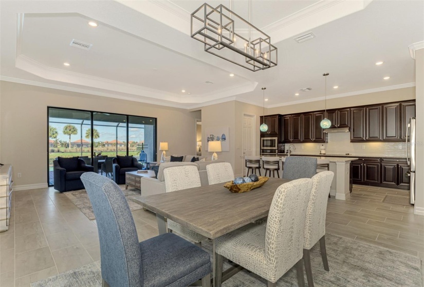 Dining Room with beautiful lighting