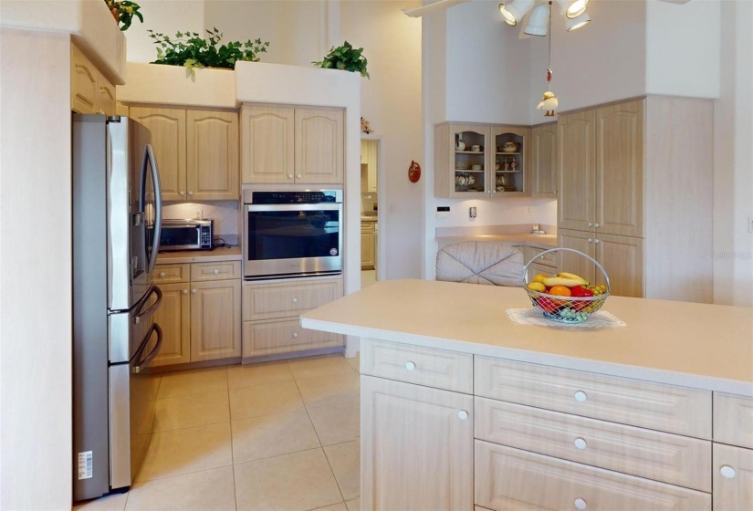 Lots of cabinets including pantry cabinets.