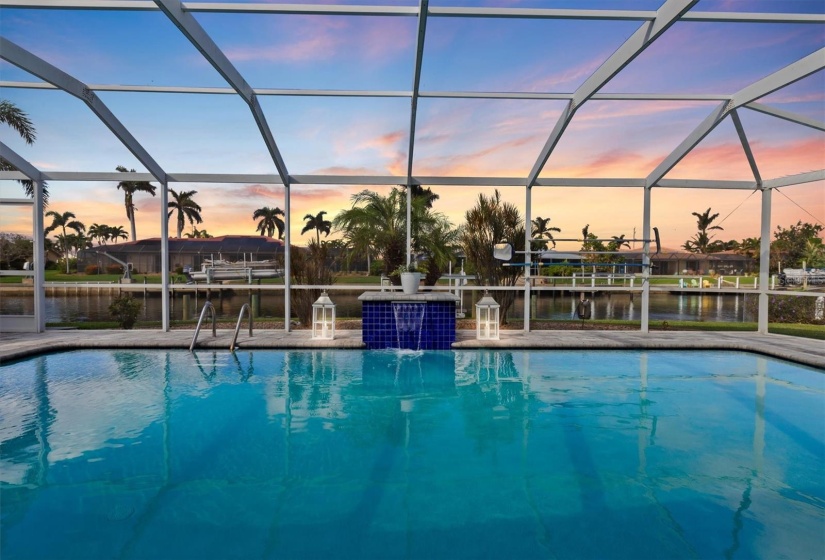 Newly resurfaced heated pool with new waterfall fountain feature. Western exposure guarantees stunning sun sets.