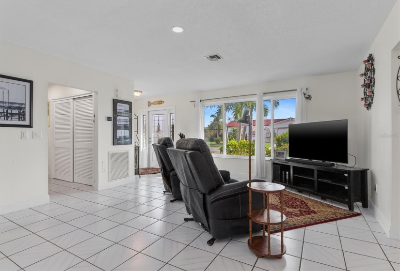 View from living/dining area towards Eastern-facing front window.