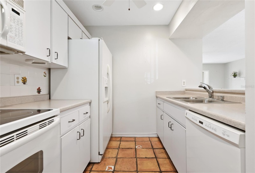 Tiled kitchen floor