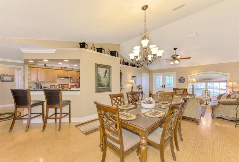 Dining room table area also showing Living room