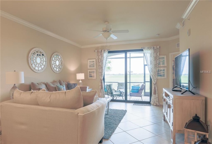 Living area with views out through back lanai