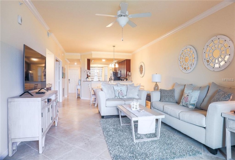 View back toward front entry hall and Kitchen