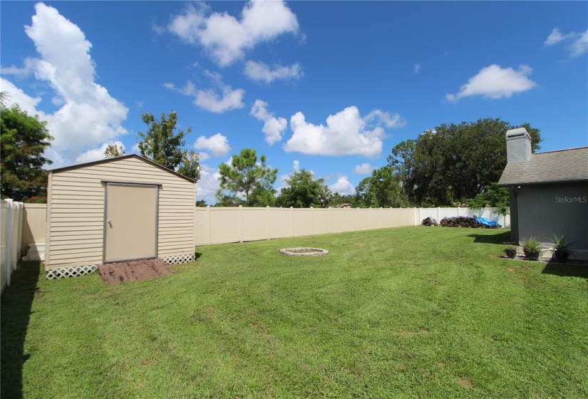 Backyard with storage shed