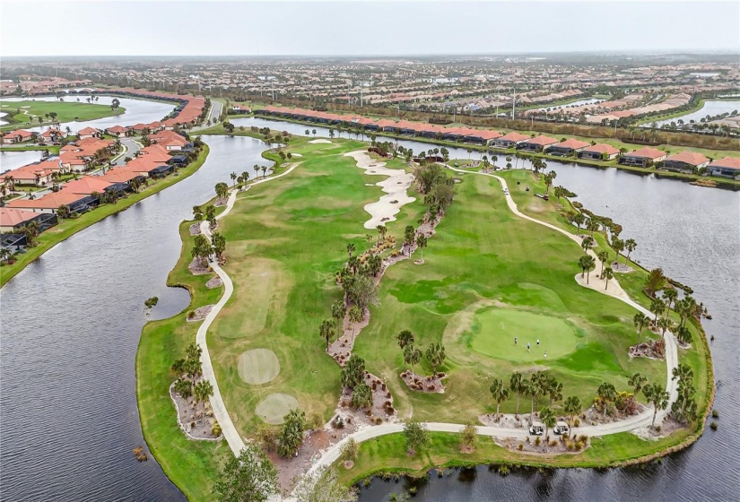 Golf Course view behind Condominium