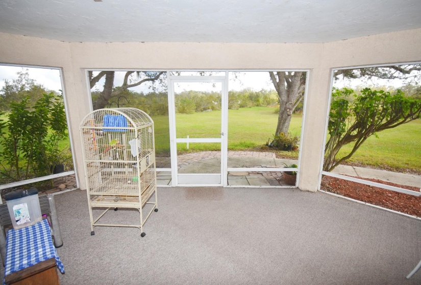 Screened patio facing east