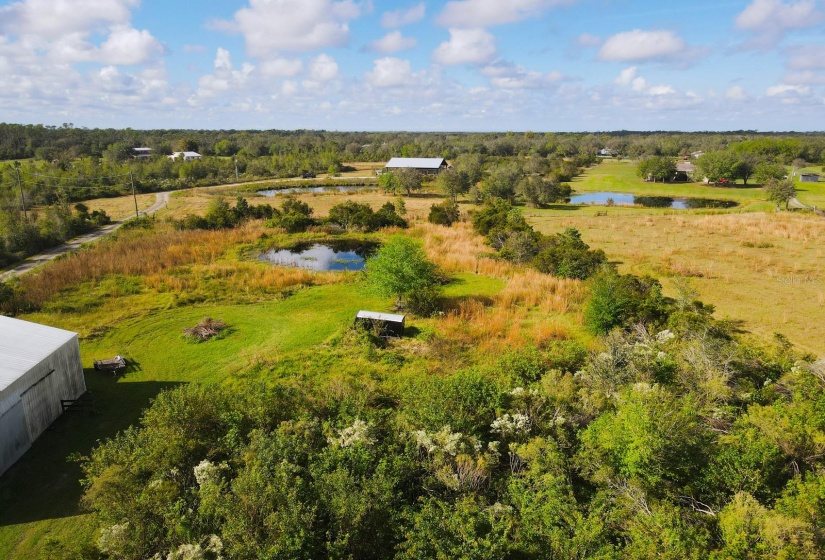 Aerial of barn and back pasture