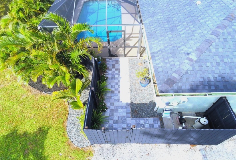 Arial View of Pool and Right Rear of Home