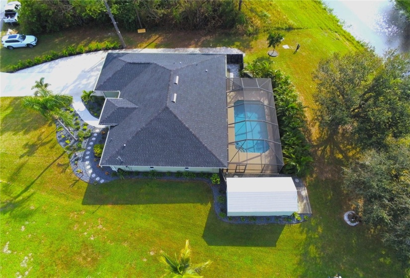 Areal view of Pool on the right side of home