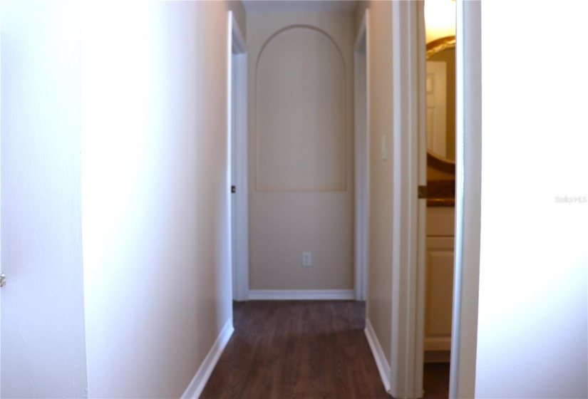 Hallway Leading to Guest bedroom/ bathroom Split Floor Plan