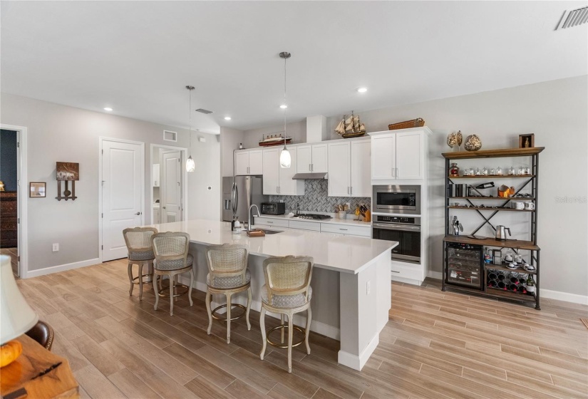 Large Kitchen Island seats four comfortably for quick meals