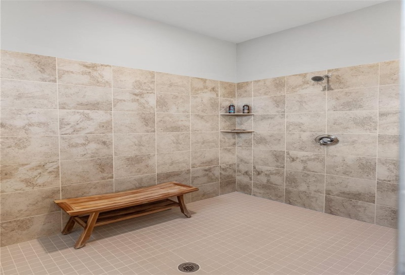 Very spacious Zero-Entry Walk-in Shower