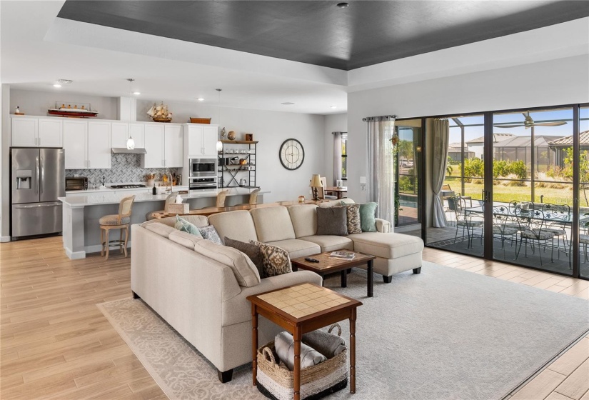 Main Living Area with Kitchen in Background, very open floor plan