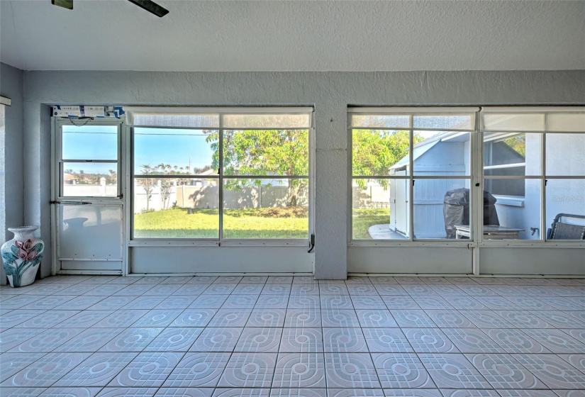 lanai overlooking the spacious backyard