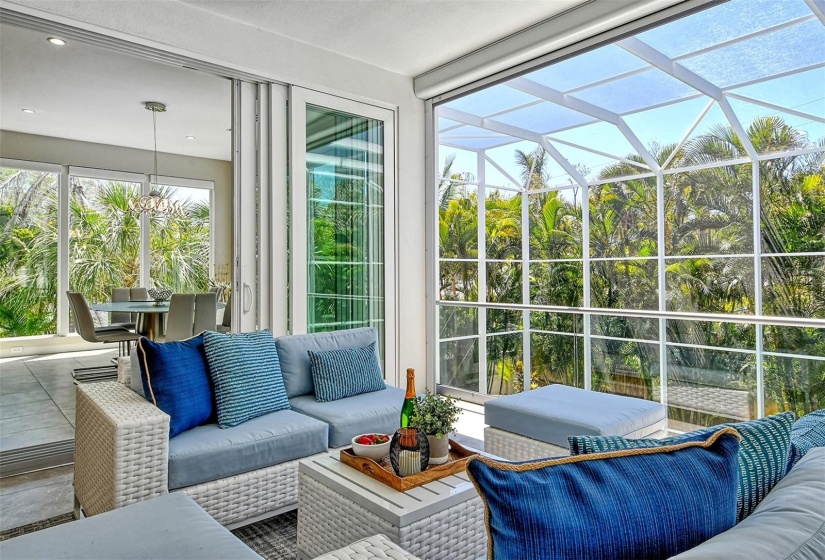 Balcony with electronic blinds