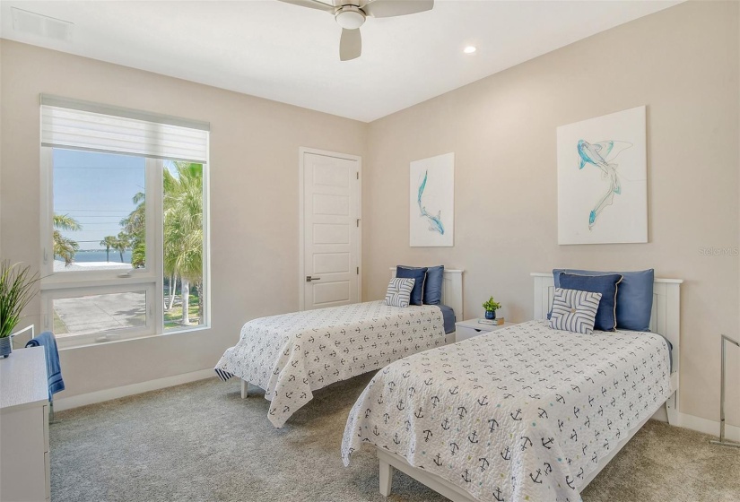 Guest bedroom with two closets