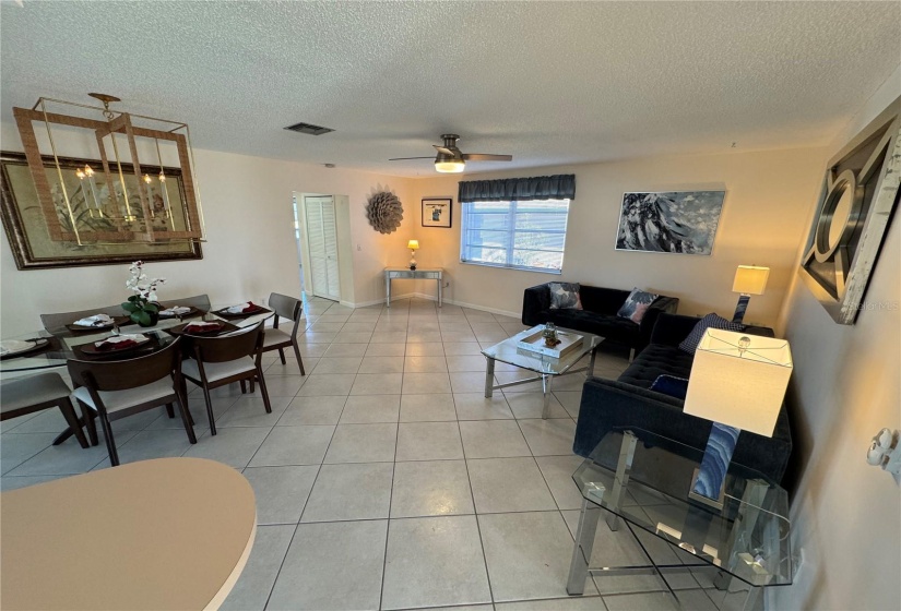 Family room and dining room