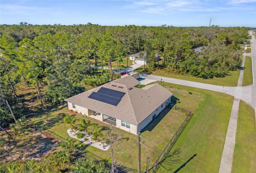 The home includes solar panels lowering your electric bill