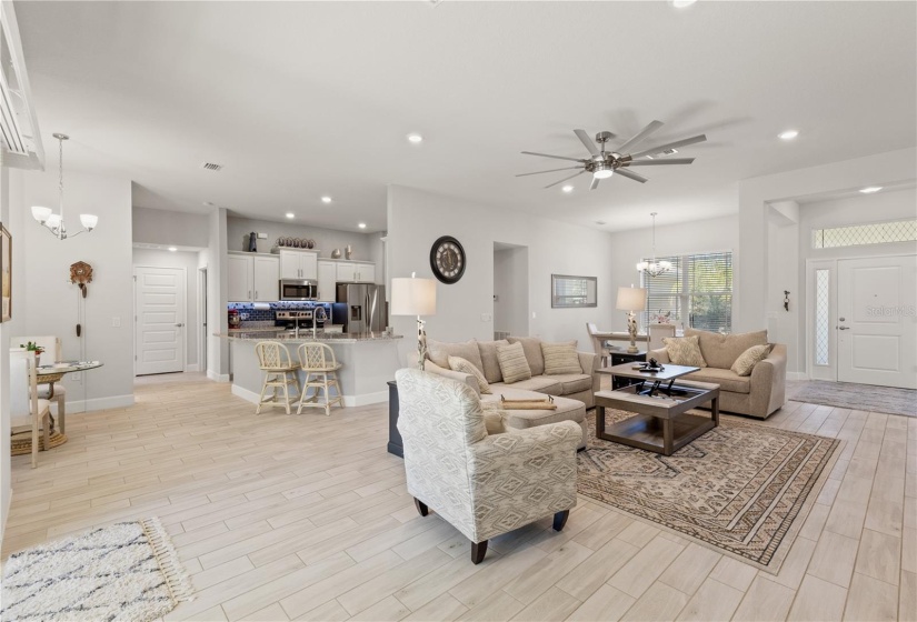 Great room connects to the kitchen with a large breakfast bar.