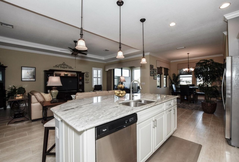 Kitchen, great room, dining room