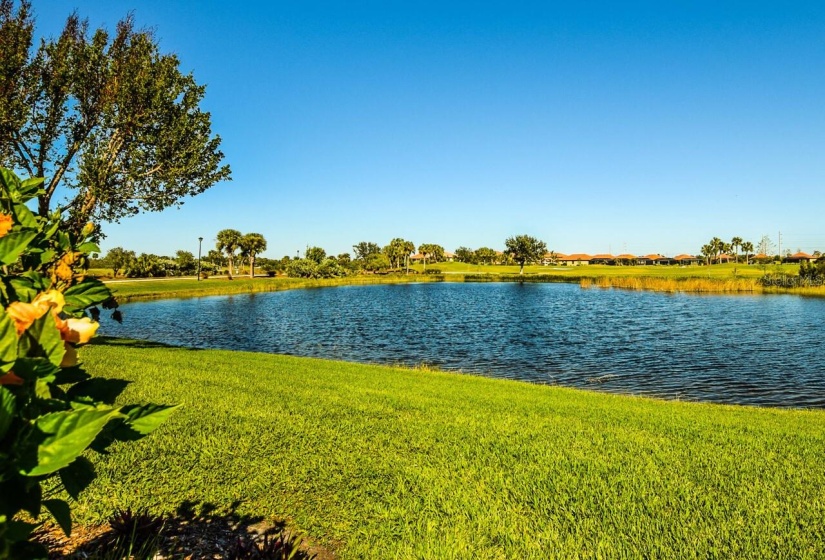 Lake to golf course view