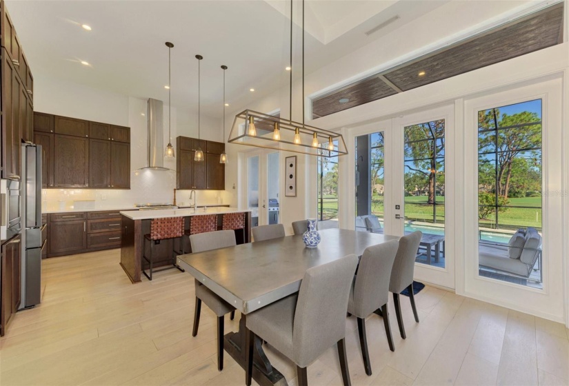 The kitchen is open to the dining area and great room.