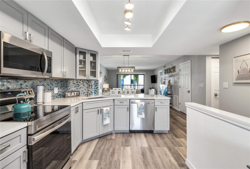 Kitchen with stainless steel appliances