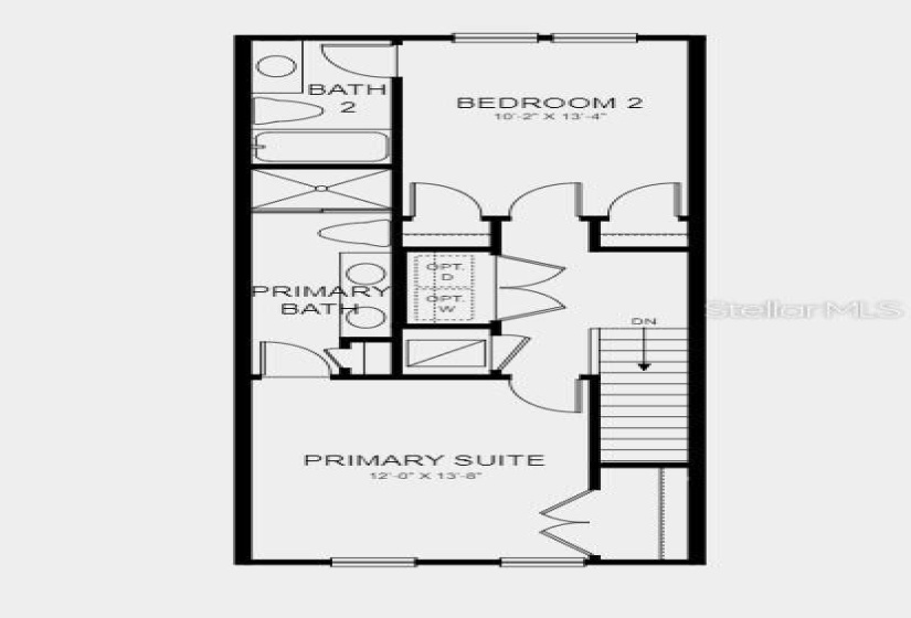 Second Floor Plan - Design upgrade features include: whole house blinds, extended tile flooring and all appliances