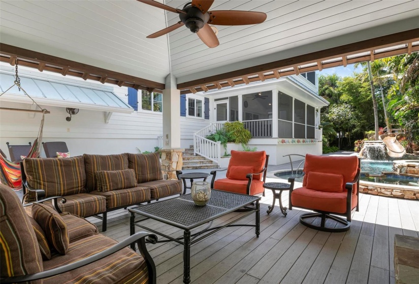 Outdoor Cabana with natural gas fireplace