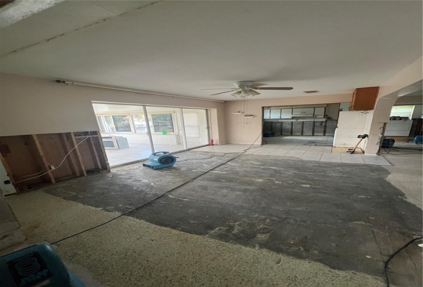 Living Room with carpet removed