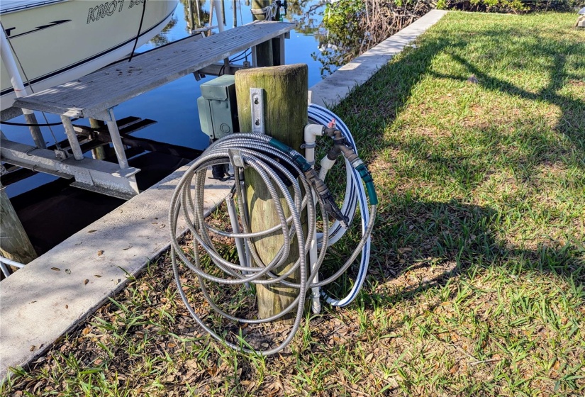 Water and electric to boat lift. Cover allowed on boatlift.