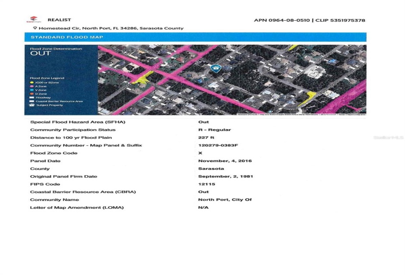 Flood Map shows property is NOT in a flood zone,