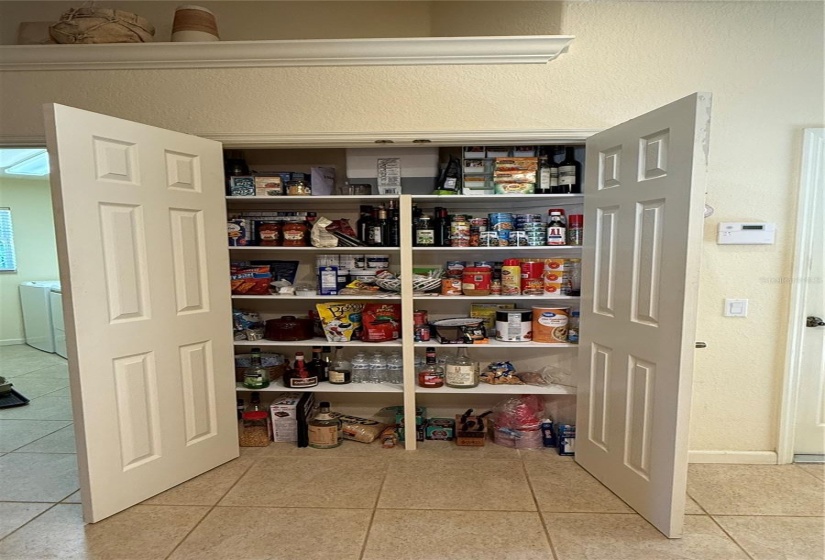 Generous size pantry with solid shelving