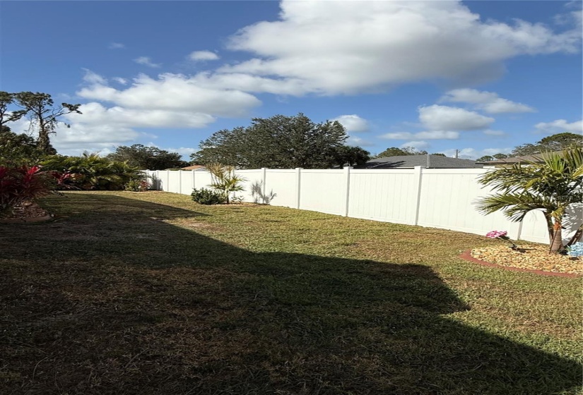 Privacy fence surrounds back yard