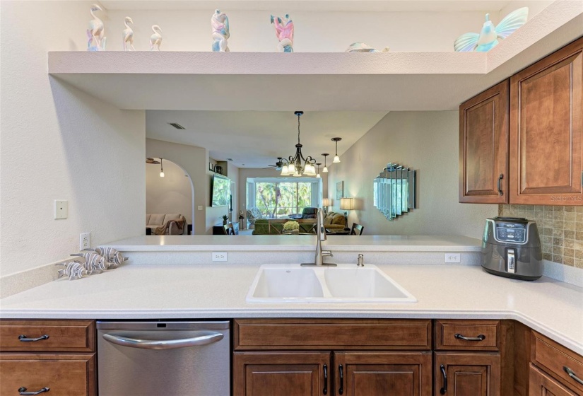 Kitchen overlooking living area