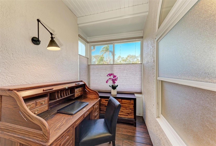 Enclosed patio turned into office