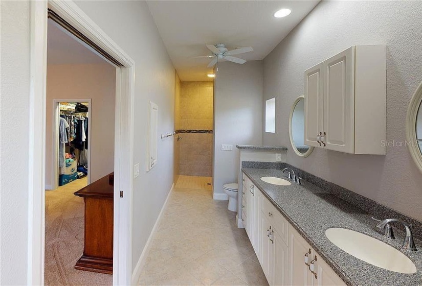 Master bathroom and walk-in shower of guest house side of Duplex at Tall Palms Ranch