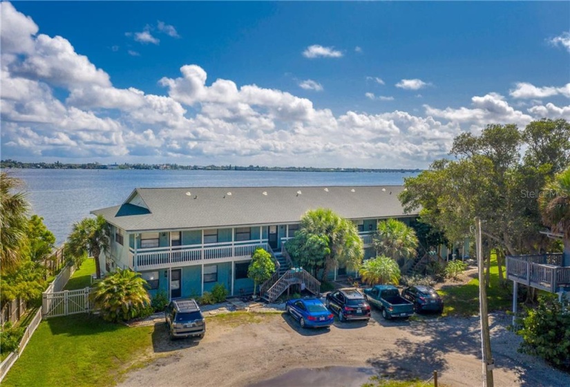 A bird's eye view from above of this small, quiet complex that also offers DEEDED BEACH ACCESS just across the street.