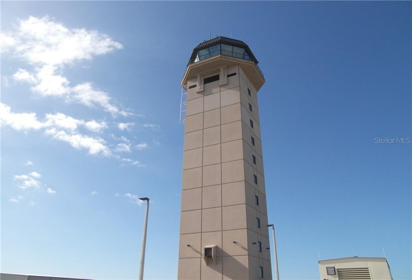 The control tower at Punta Gorda's airport serving national cities with Allegiant Airlines and private aircraft