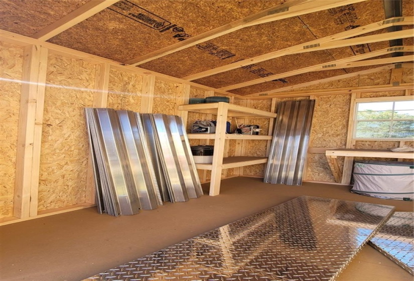 interior of shed w/ hurricane shutters